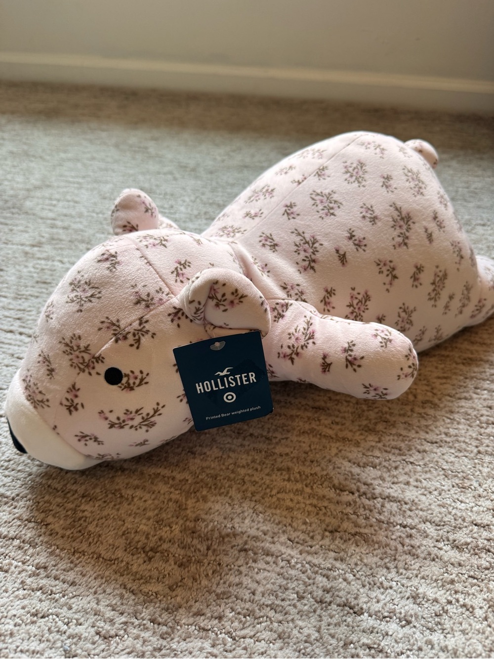 Hollister Light Pink Floral Plush Bear Pillow